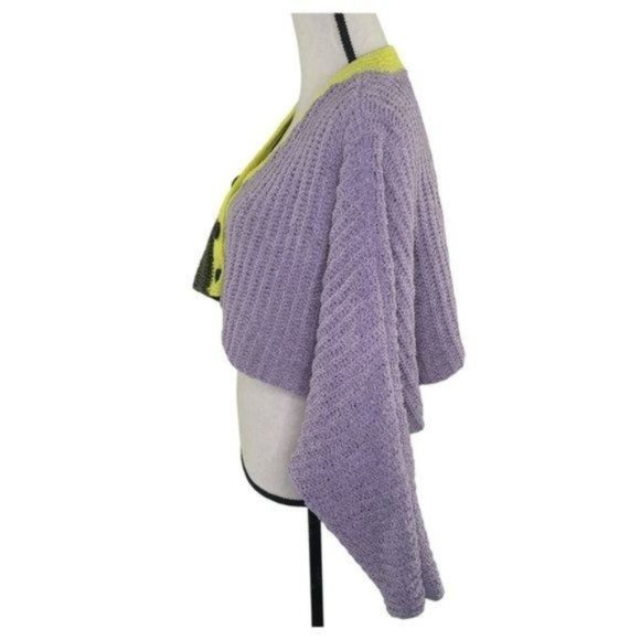 Urban Outfitters colorblock dolman cropped button cardigan oversized sweater XS - Picture 5 of 8